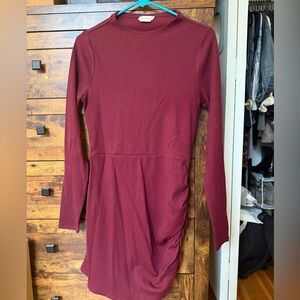 Lovers & Friends ruched Burgundy Long Sleeve Dress size medium